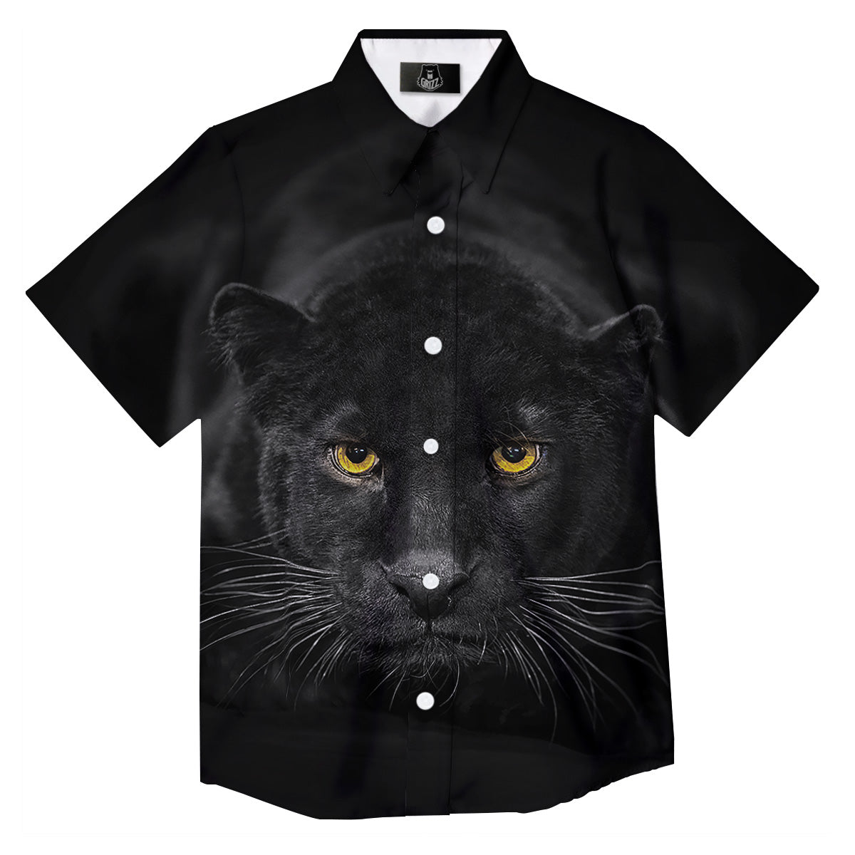 Jaguar Black Print Button Up Shirt-grizzshop