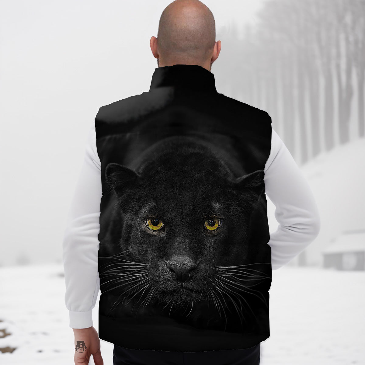 Jaguar Black Print Down Vest