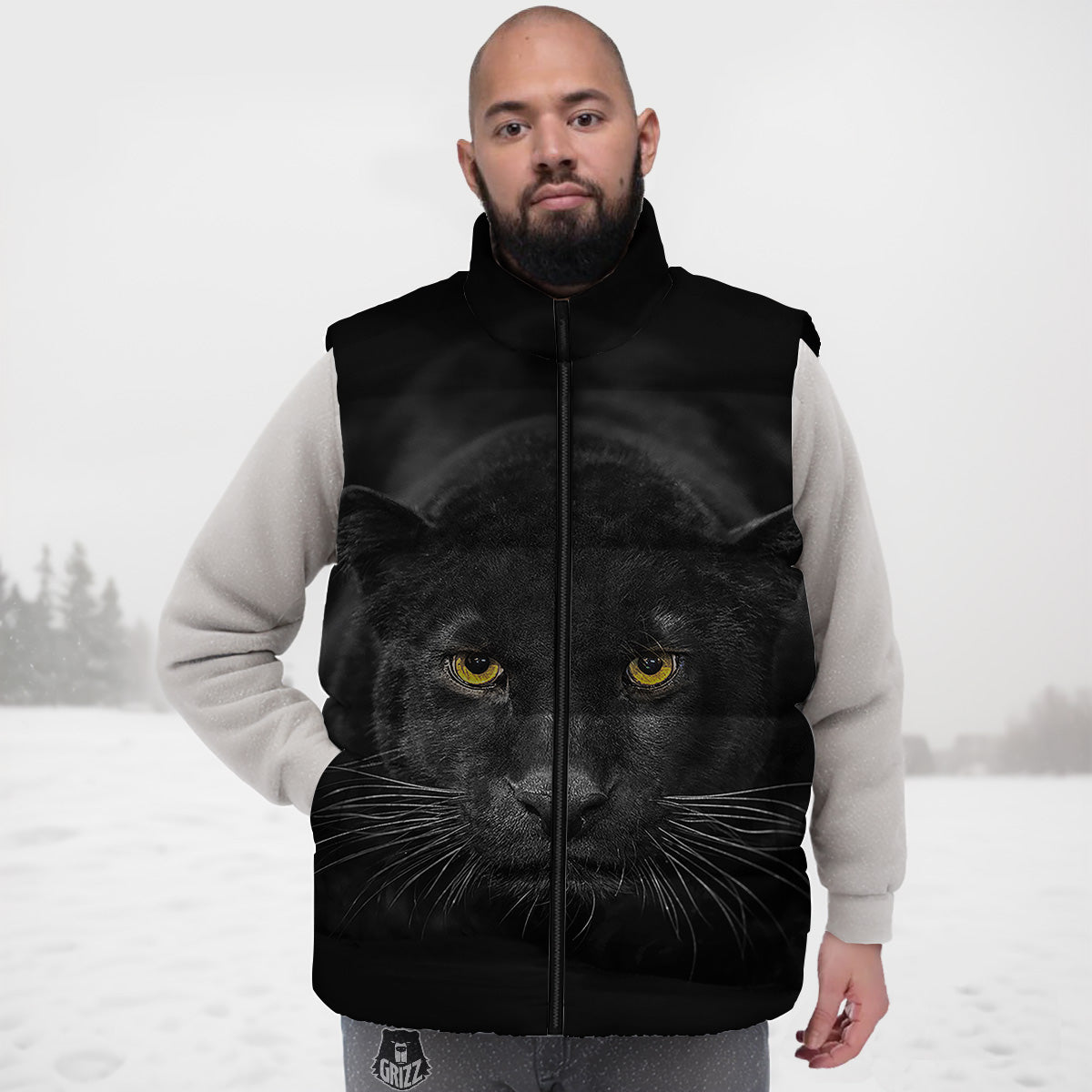 Jaguar Black Print Down Vest