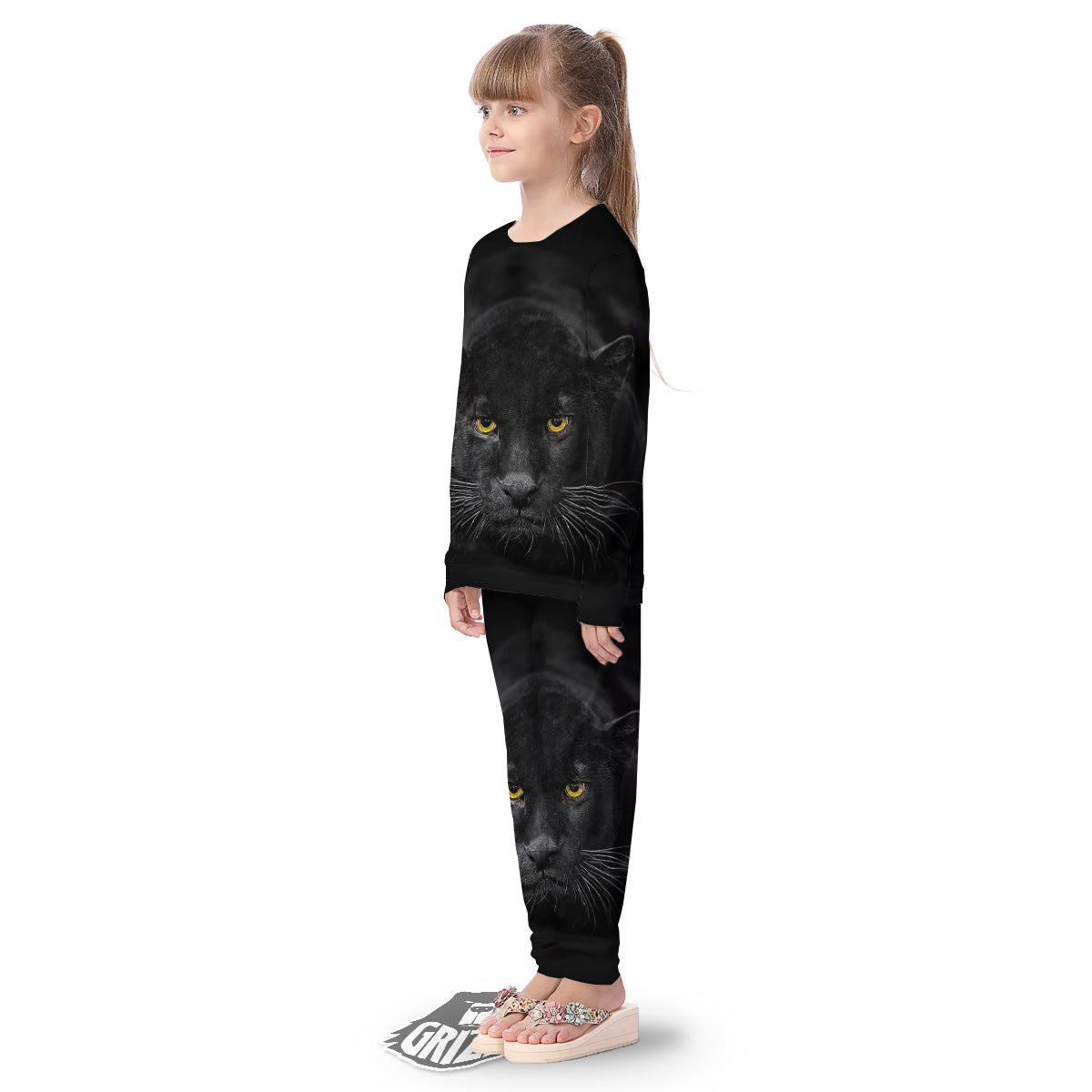 Jaguar Black Print Kid's Pajamas-grizzshop