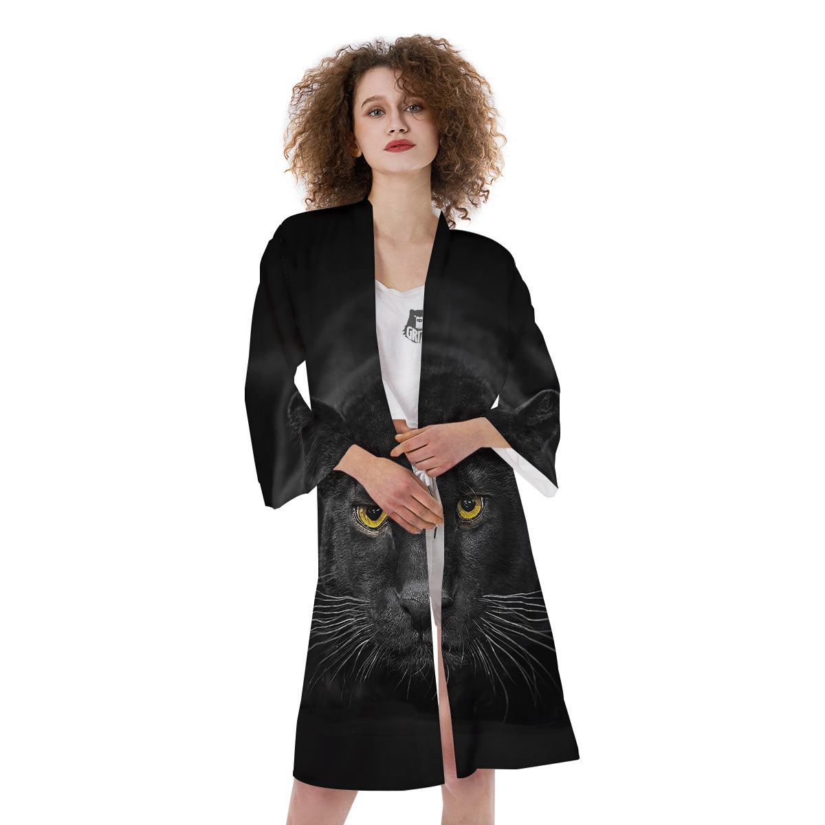 Jaguar Black Print Kimono-grizzshop