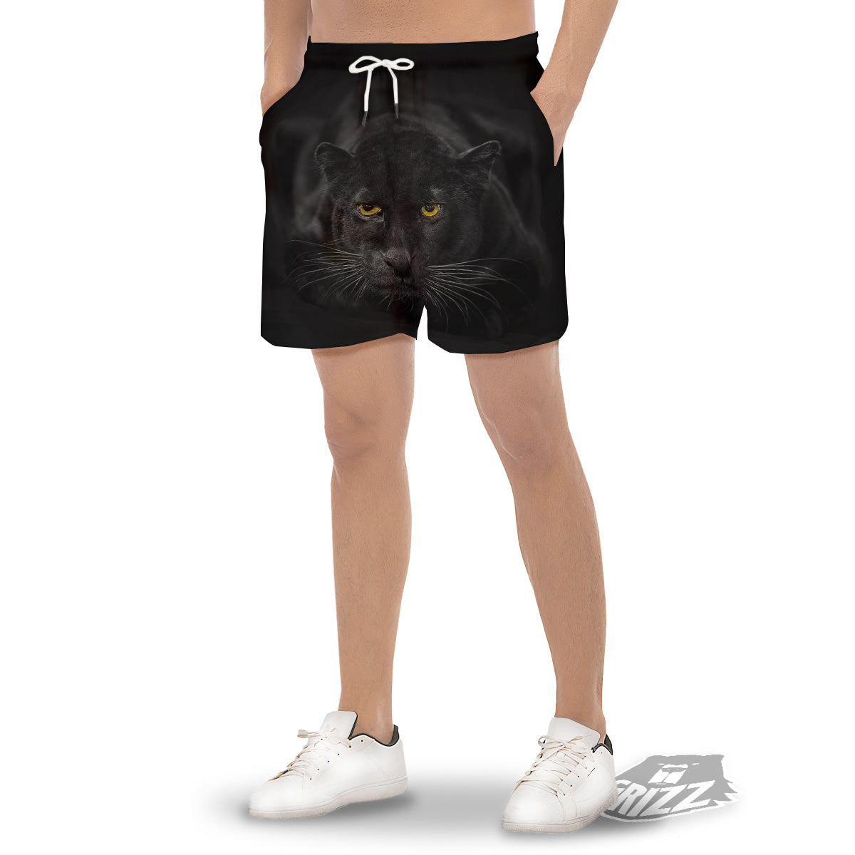 Jaguar Black Print Men's Gym Shorts-grizzshop