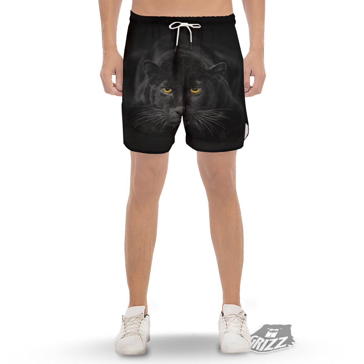 Jaguar Black Print Men's Gym Shorts-grizzshop