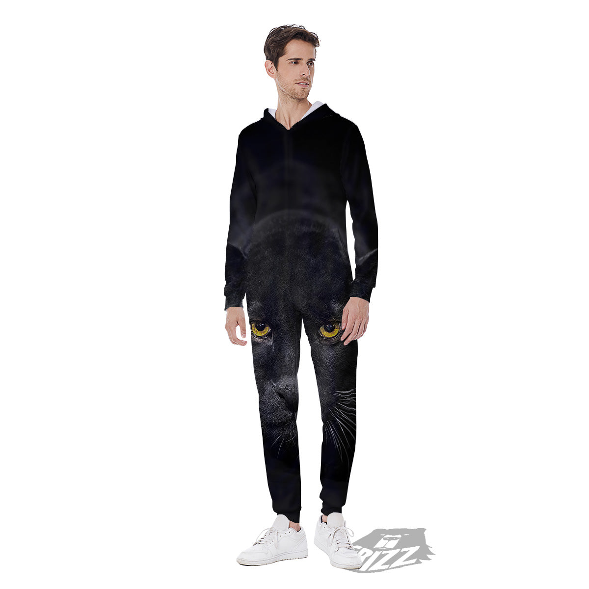 Jaguar Black Print Men's Jumpsuit-grizzshop