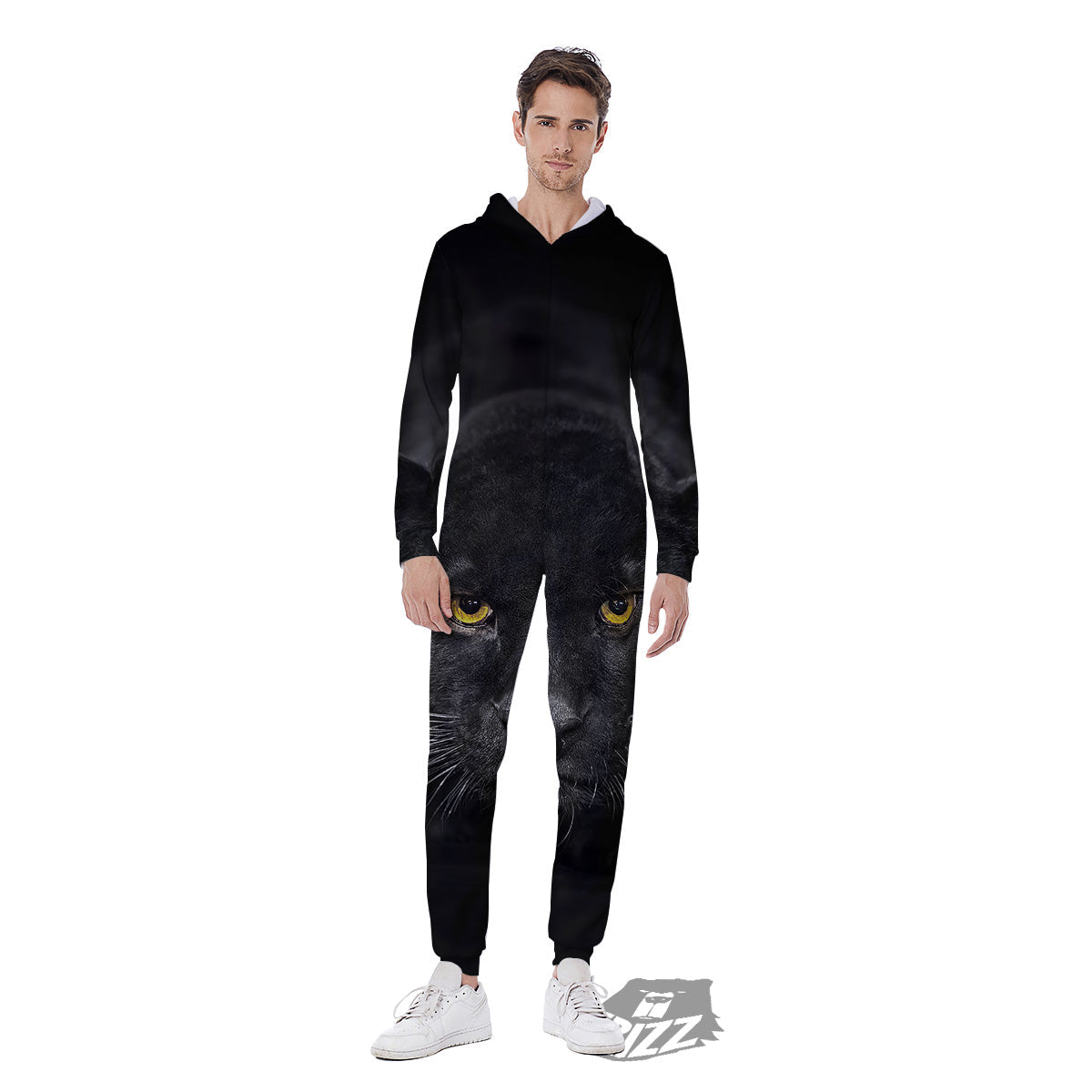 Jaguar Black Print Men's Jumpsuit-grizzshop