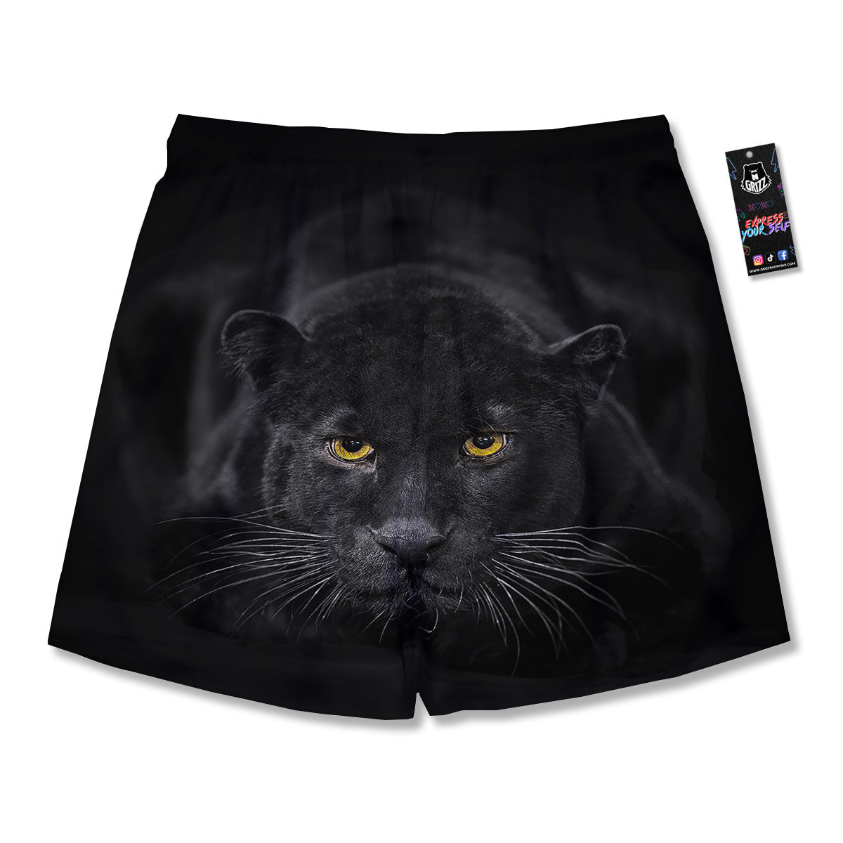 Jaguar Black Print Men's Running Shorts-grizzshop