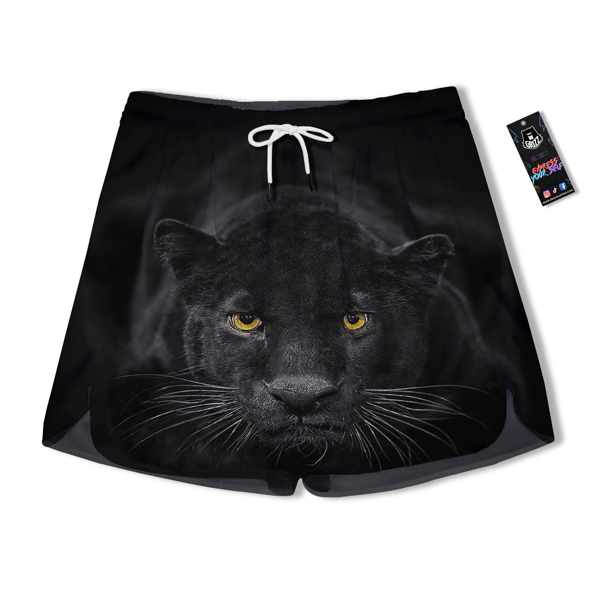 Jaguar Black Print Men's Running Shorts-grizzshop