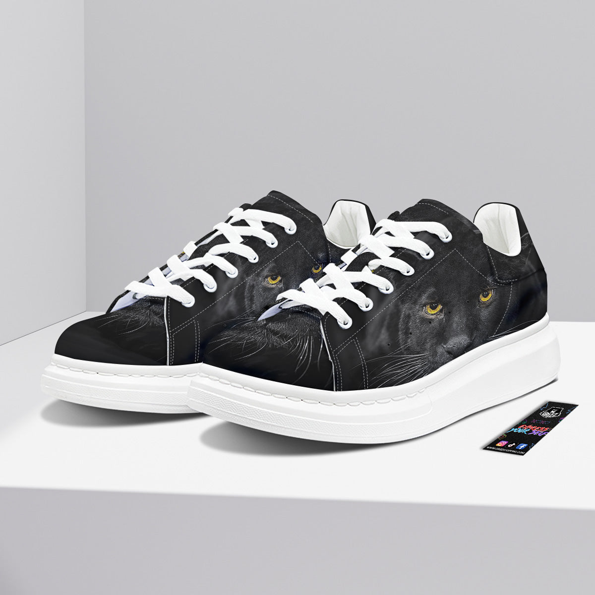 Jaguar Black Print Platform Shoes-grizzshop