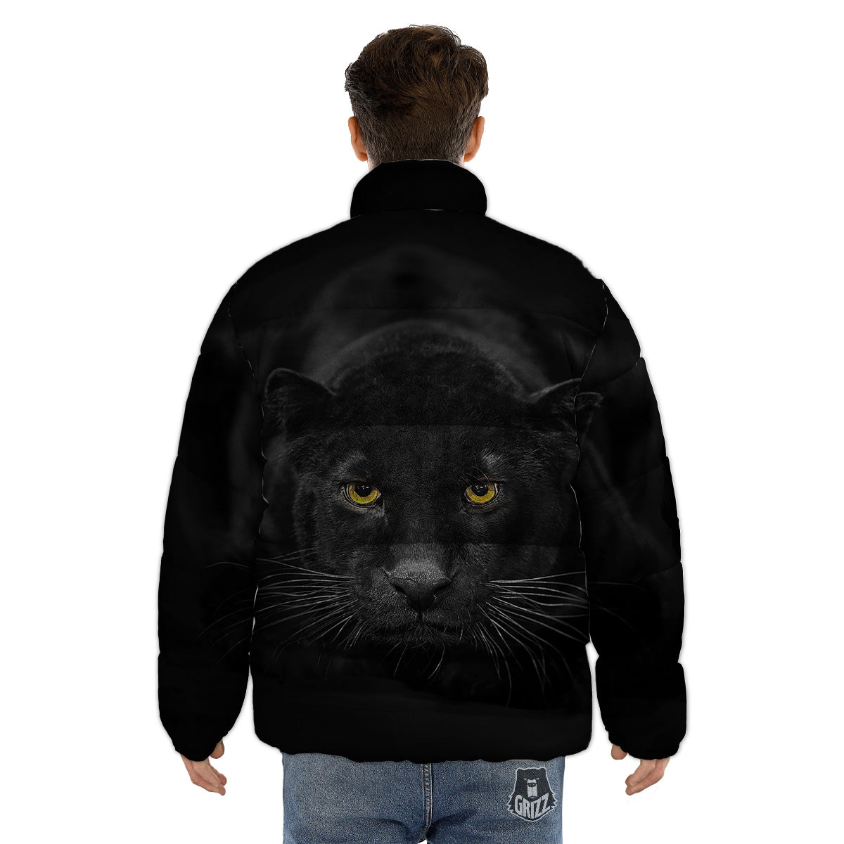 Jaguar Black Print Puffer Jacket-grizzshop