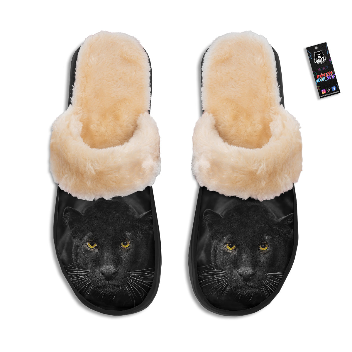 Jaguar Black Print Slippers-grizzshop