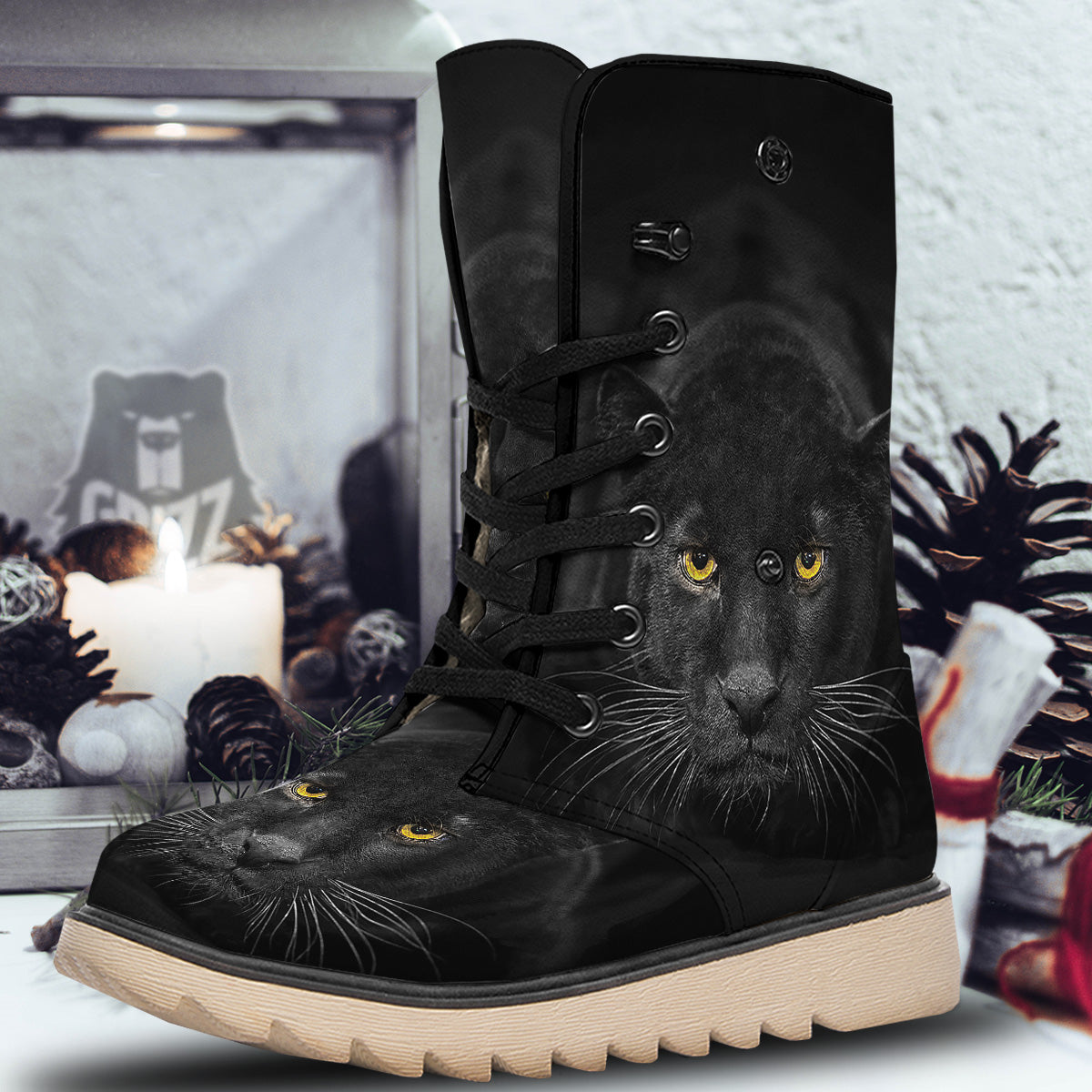 Jaguar Black Print Snow Boots-grizzshop