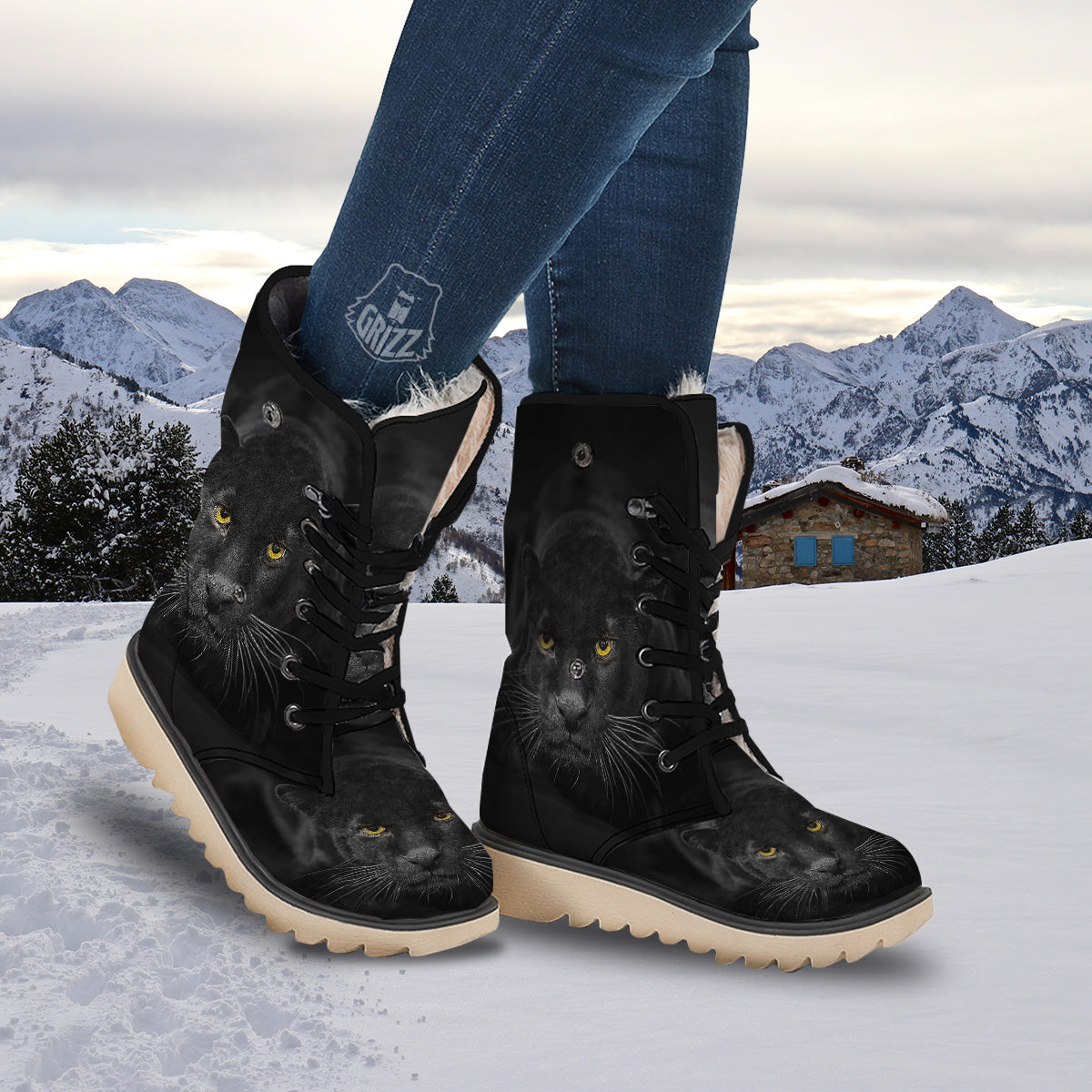 Jaguar Black Print Snow Boots-grizzshop