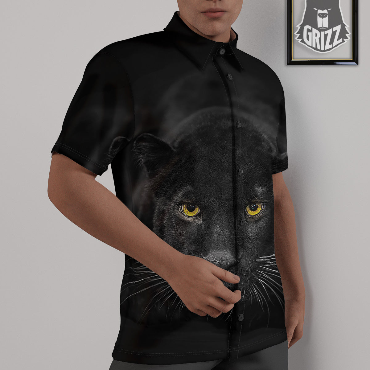 Jaguar Black Print Untucked Shirts-grizzshop