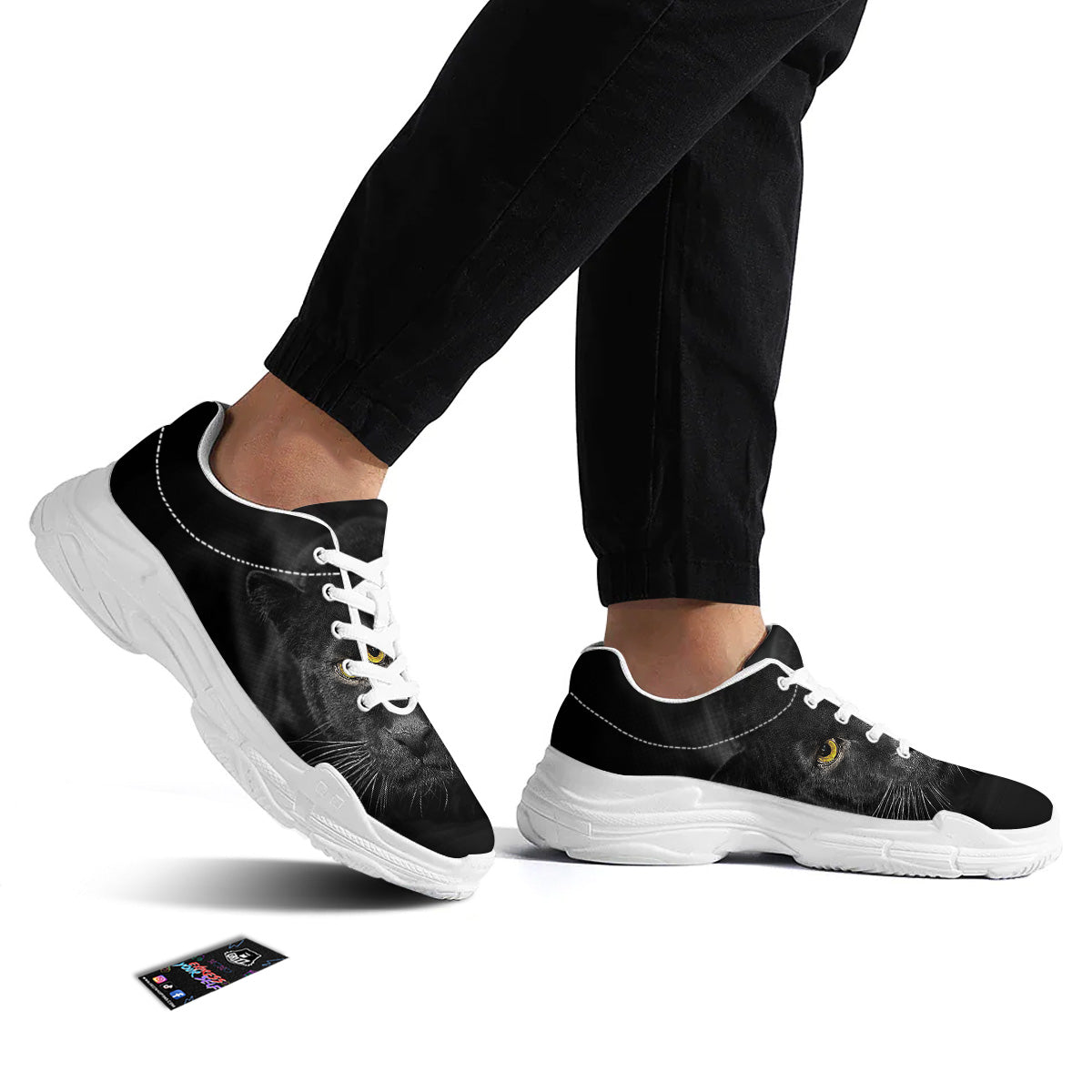 Jaguar Black Print White Chunky Shoes-grizzshop