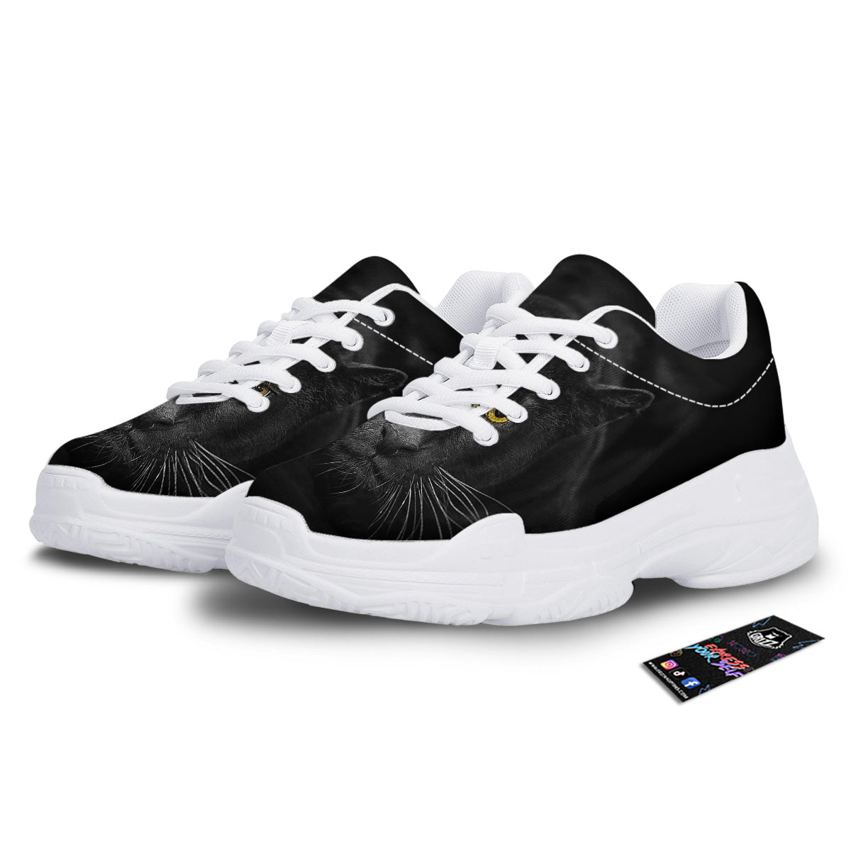 Jaguar Black Print White Chunky Shoes-grizzshop