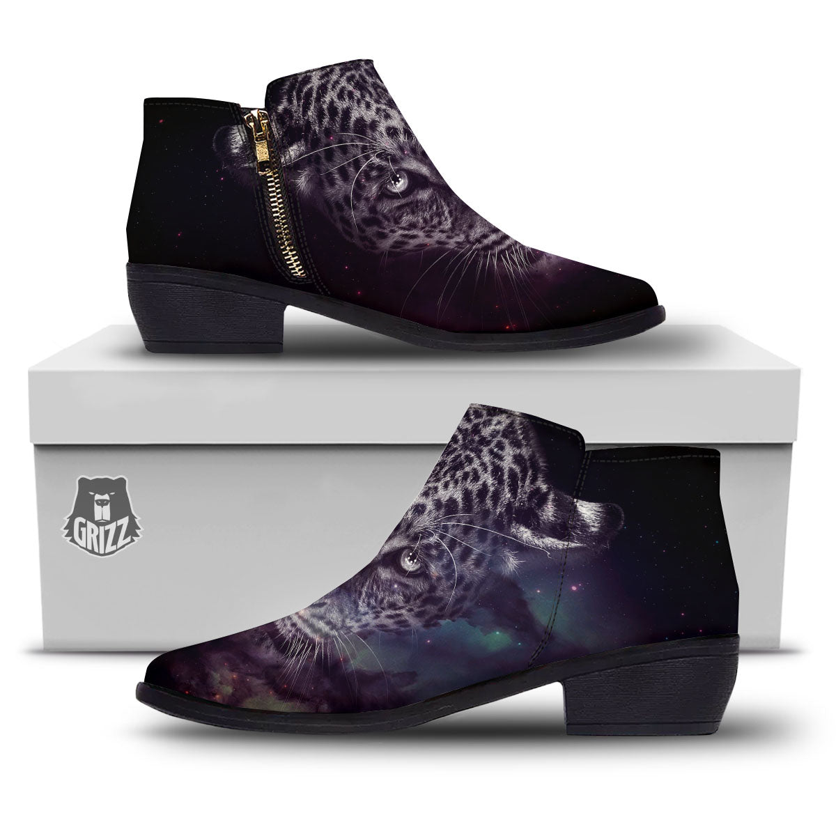 Jaguar Galaxy Print Ankle Boots-grizzshop