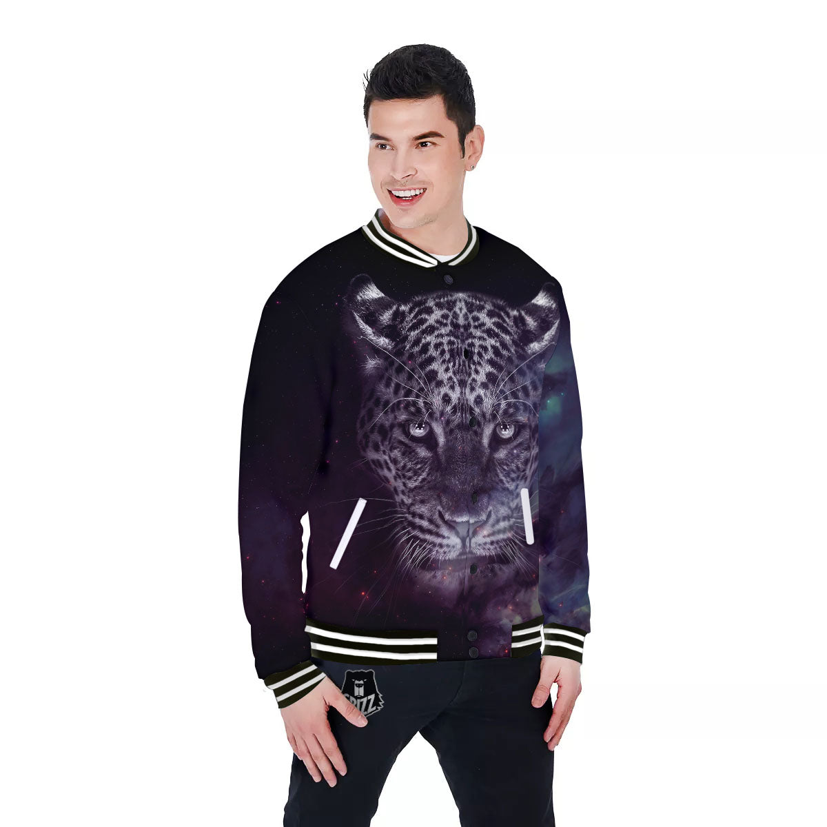 Jaguar Galaxy Print Baseball Jacket-grizzshop