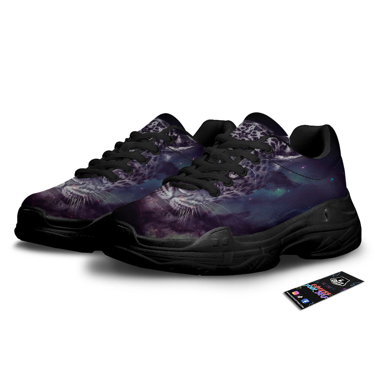 Jaguar Galaxy Print Black Chunky Shoes-grizzshop