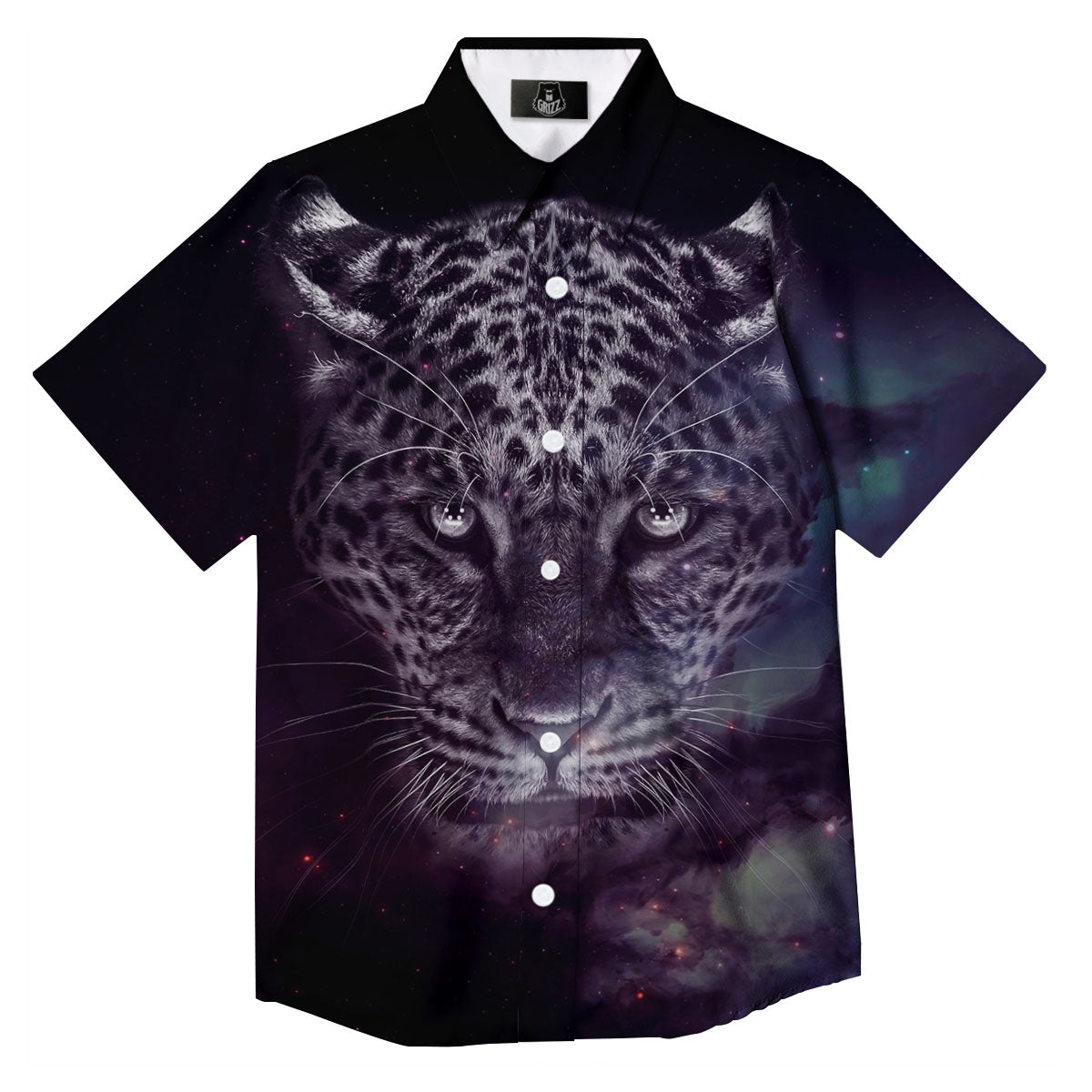 Jaguar Galaxy Print Button Up Shirt-grizzshop