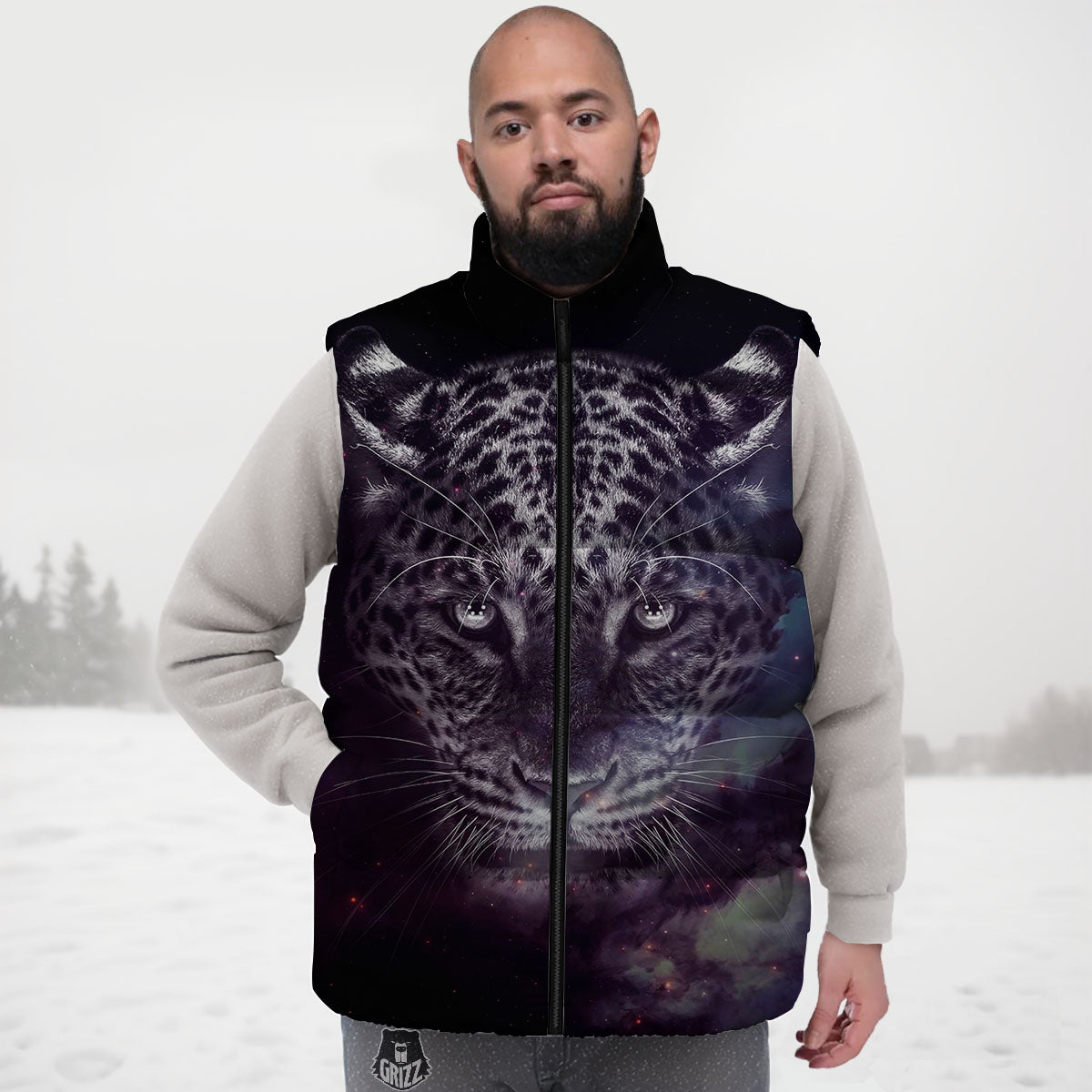 Jaguar Galaxy Print Down Vest
