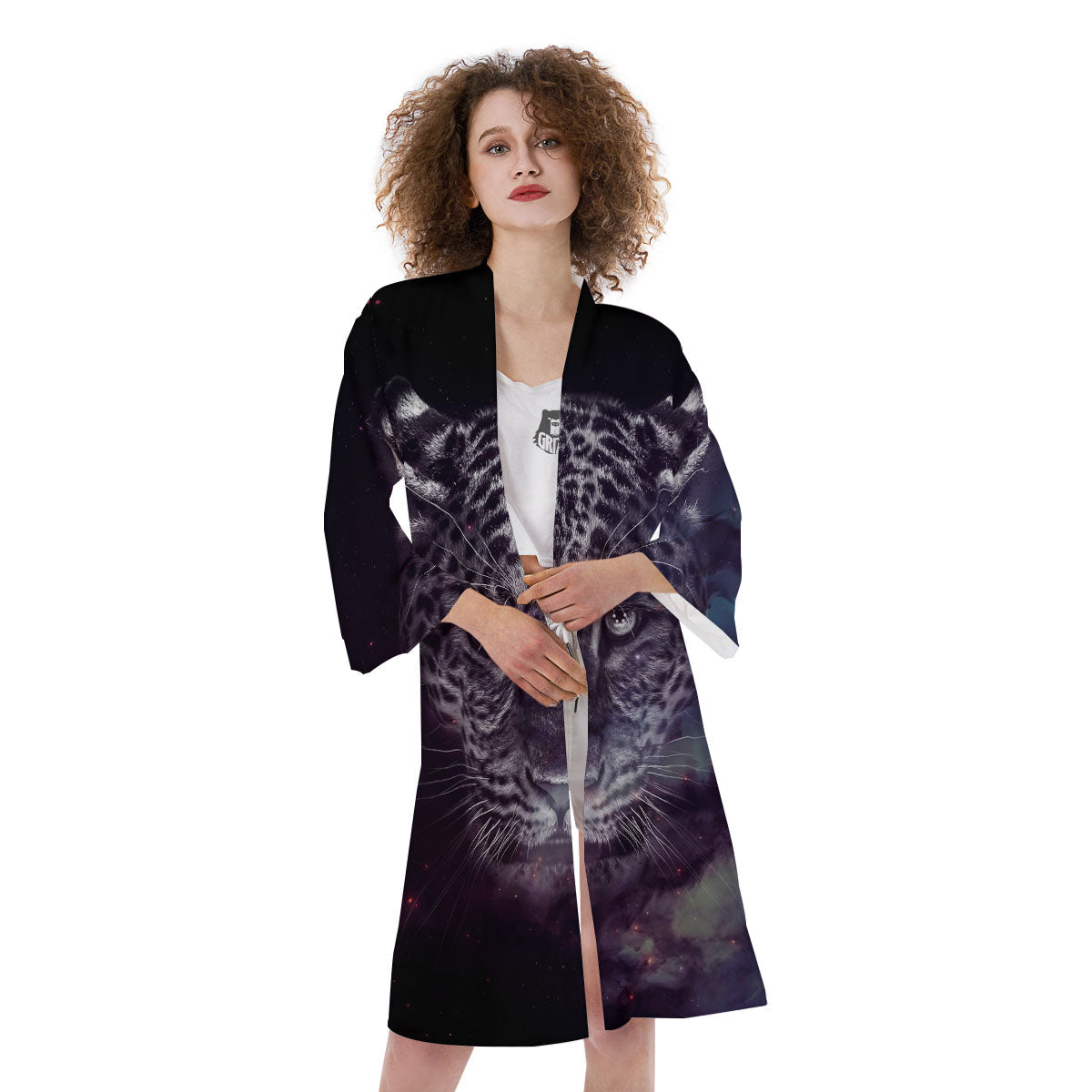 Jaguar Galaxy Print Kimono-grizzshop