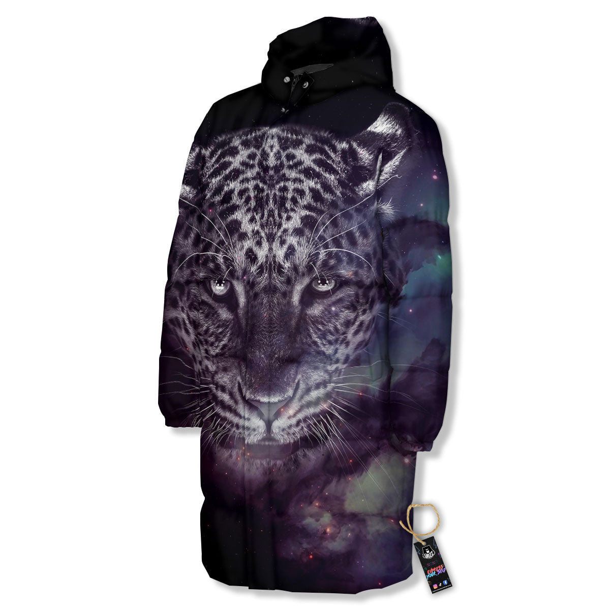 Jaguar Galaxy Print Long Down Jacket-grizzshop