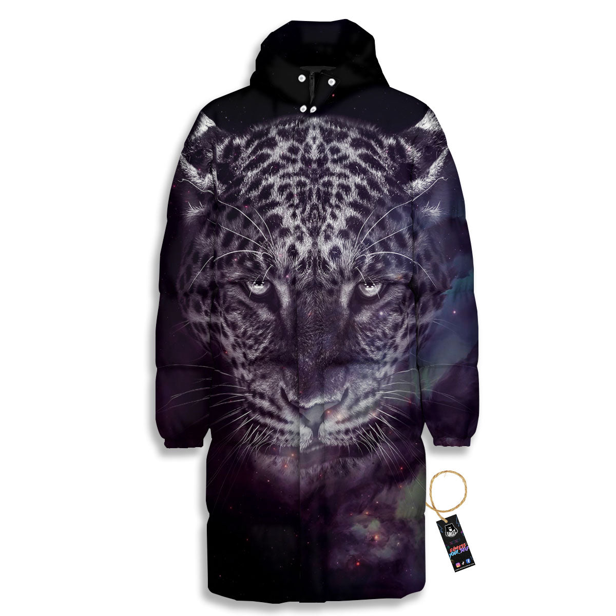 Jaguar Galaxy Print Long Down Jacket-grizzshop
