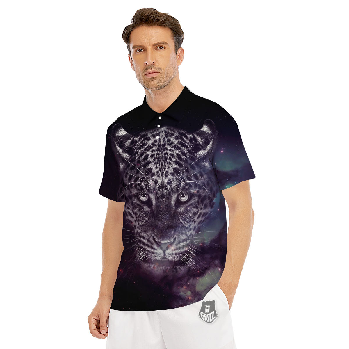 Jaguar Galaxy Print Men's Golf Shirts-grizzshop
