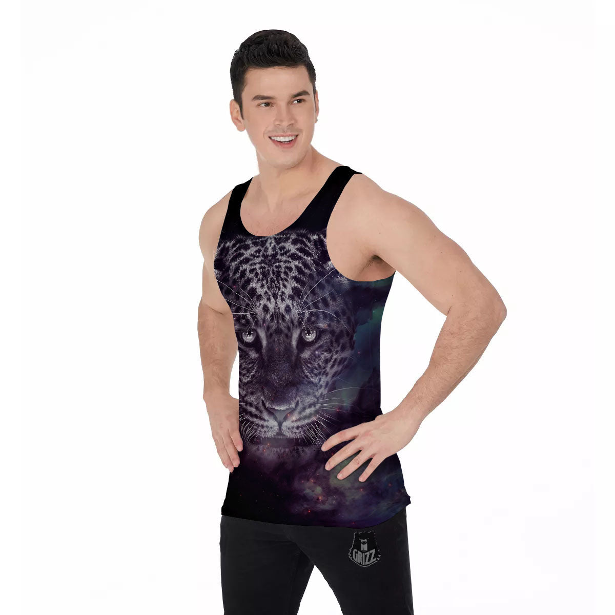 Jaguar Galaxy Print Men's Tank Top-grizzshop