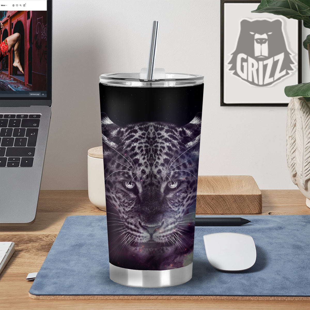Jaguar Galaxy Print Tumbler-grizzshop