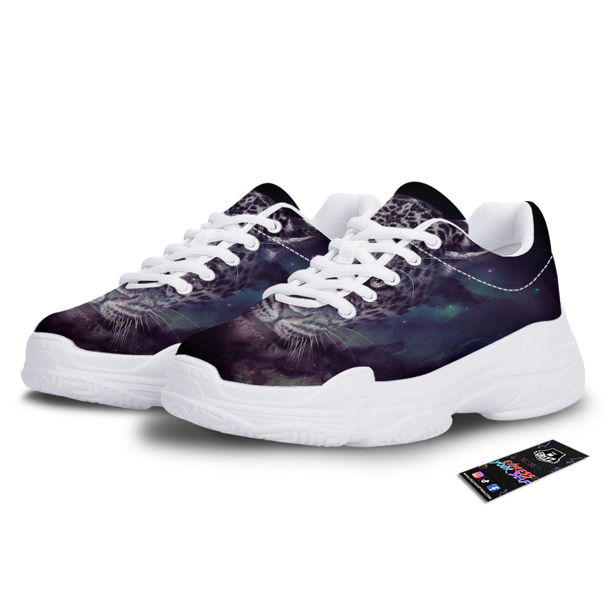 Jaguar Galaxy Print White Chunky Shoes-grizzshop