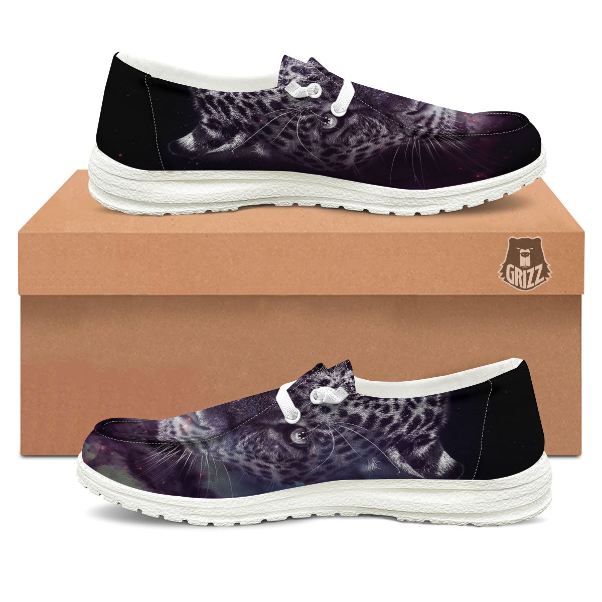 Jaguar Galaxy Print White Loafers-grizzshop