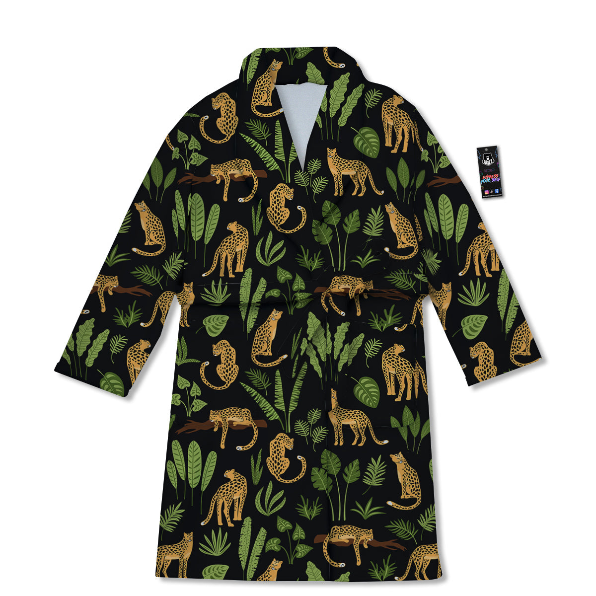 Jaguar Tropical Print Pattern Bathrobe-grizzshop