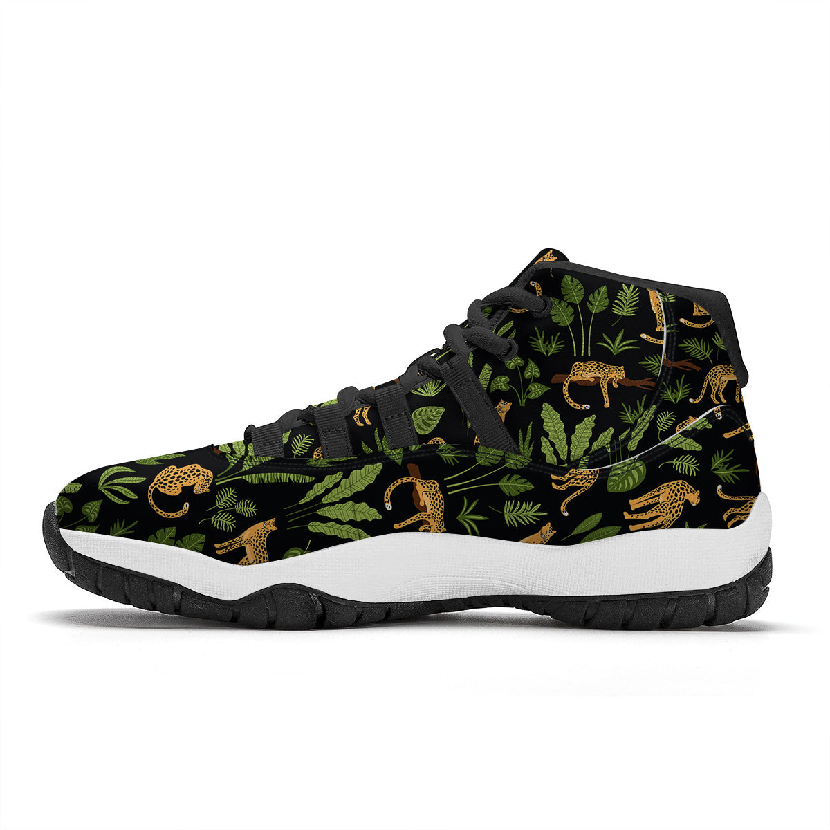 Jaguar Tropical Print Pattern Black Bball Shoes-grizzshop