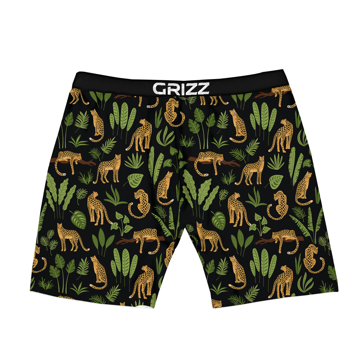 Jaguar Tropical Print Pattern Boxer Briefs-grizzshop