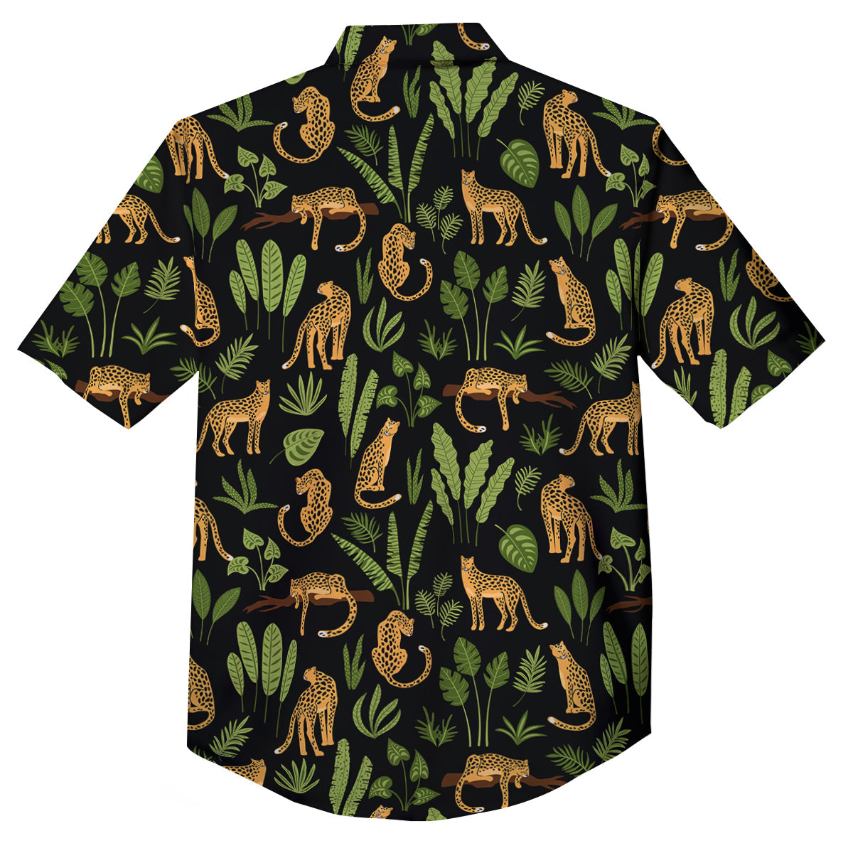 Jaguar Tropical Print Pattern Button Up Shirt-grizzshop