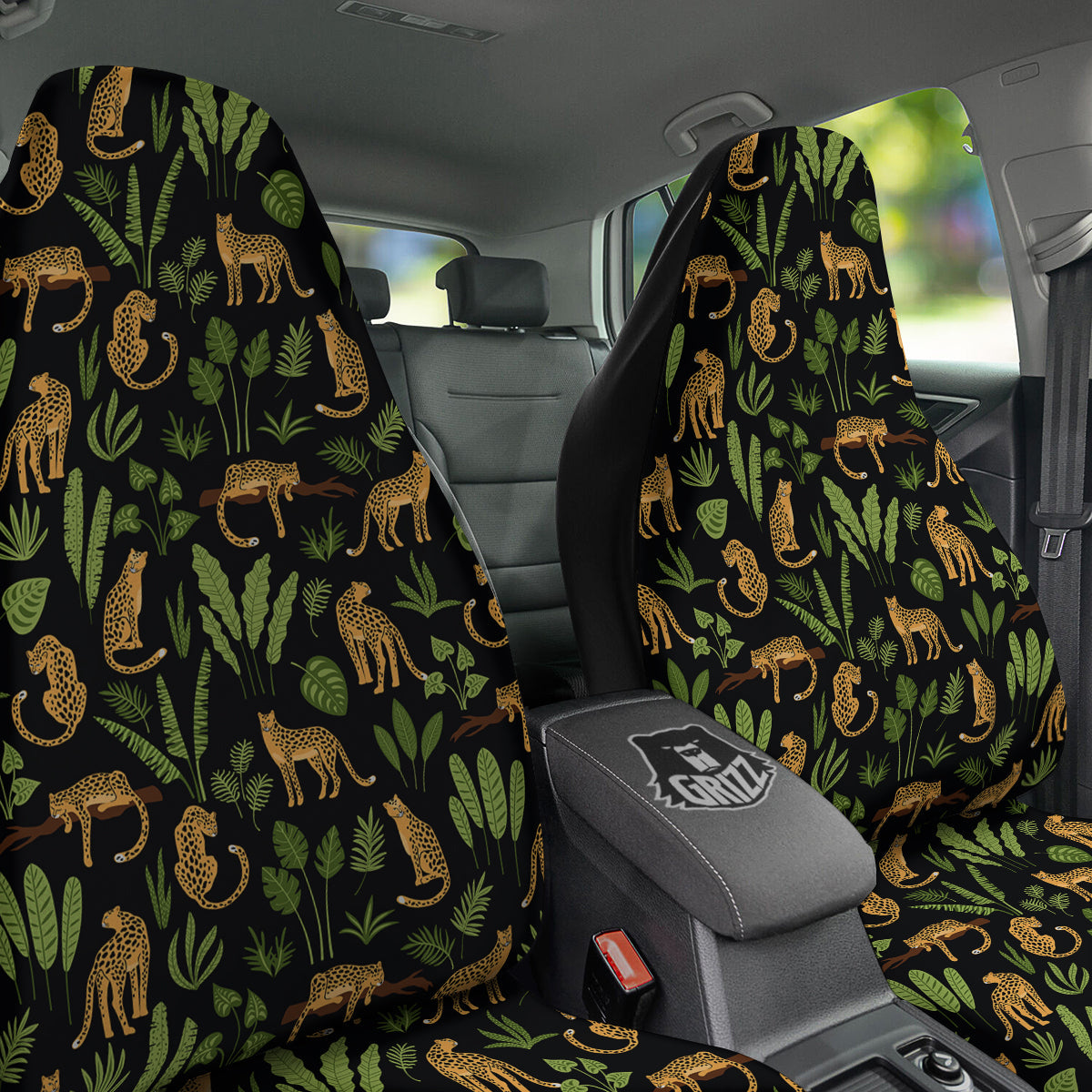 Jaguar Tropical Print Pattern Car Seat Covers-grizzshop