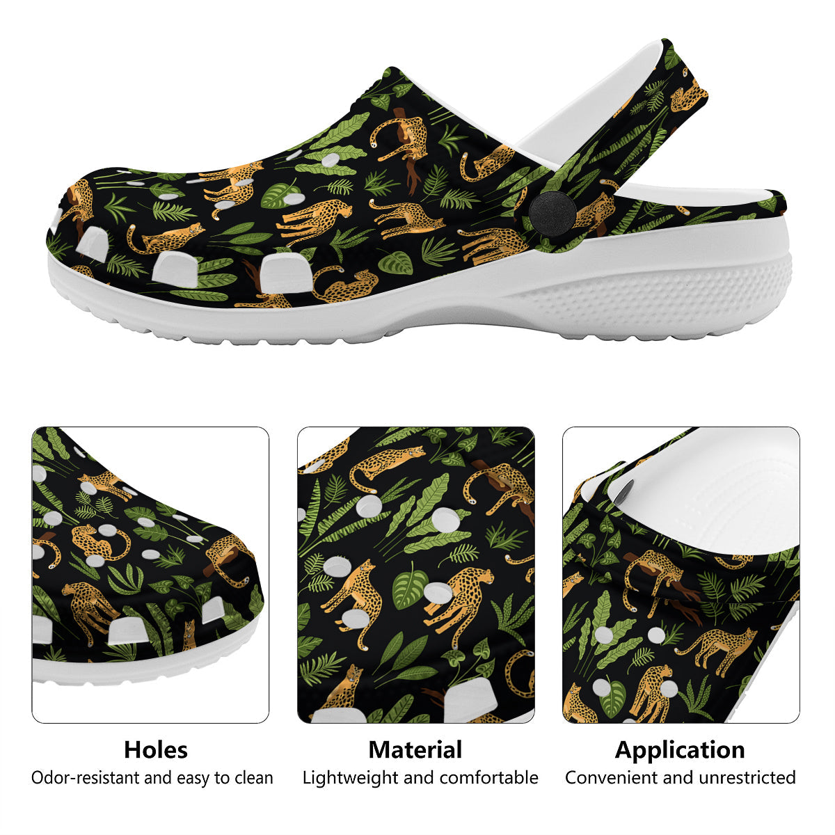 Jaguar Tropical Print Pattern Clog-grizzshop