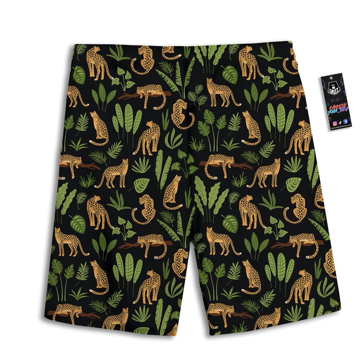 Jaguar Tropical Print Pattern Men's Athletic Shorts