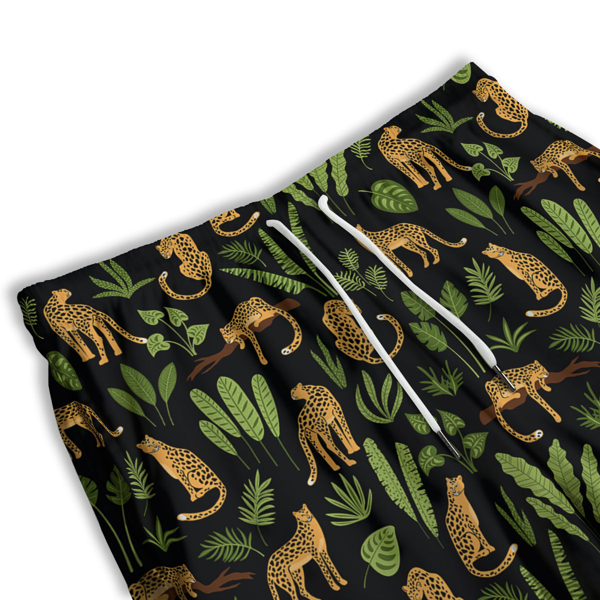 Jaguar Tropical Print Pattern Men's Athletic Shorts