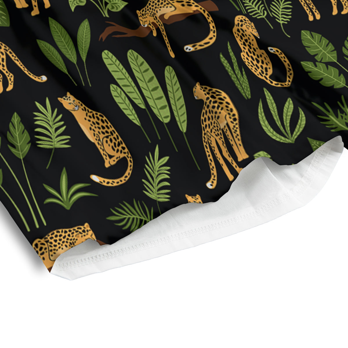 Jaguar Tropical Print Pattern Men's Athletic Shorts
