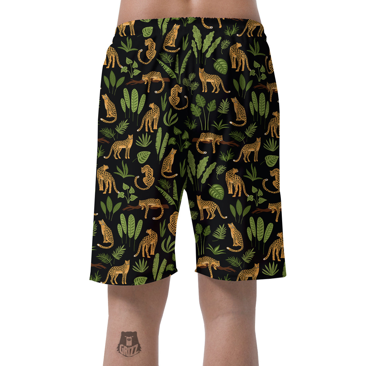 Jaguar Tropical Print Pattern Men's Shorts-grizzshop