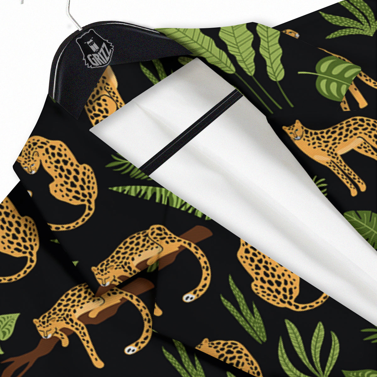 Jaguar Tropical Print Pattern Men's Sport Coat-grizzshop