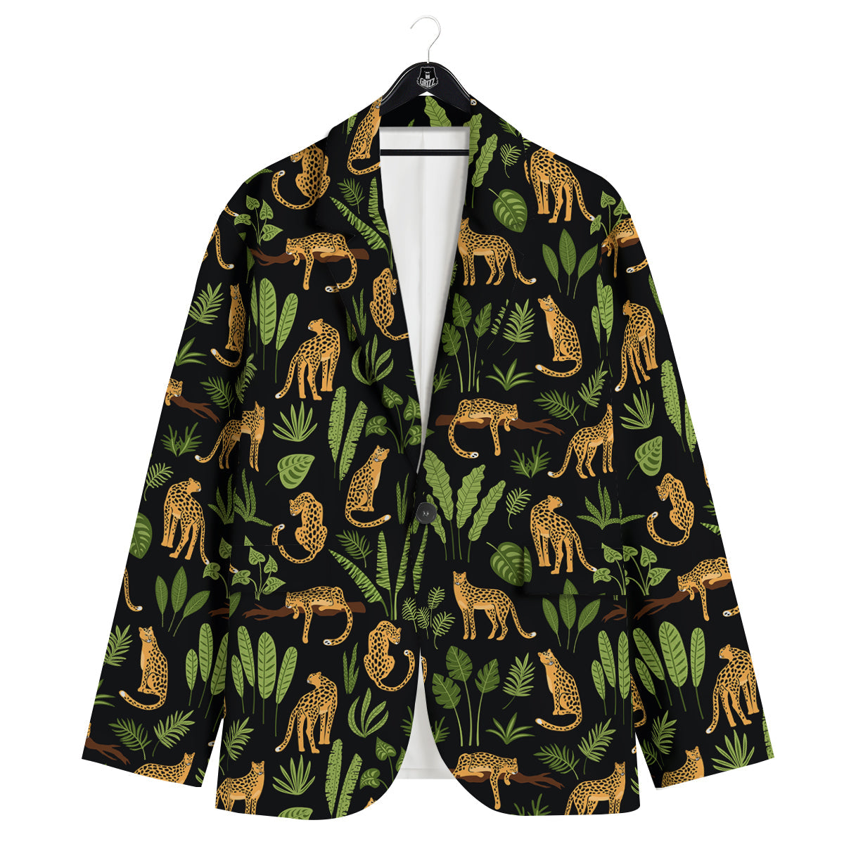 Jaguar Tropical Print Pattern Men's Sport Coat-grizzshop