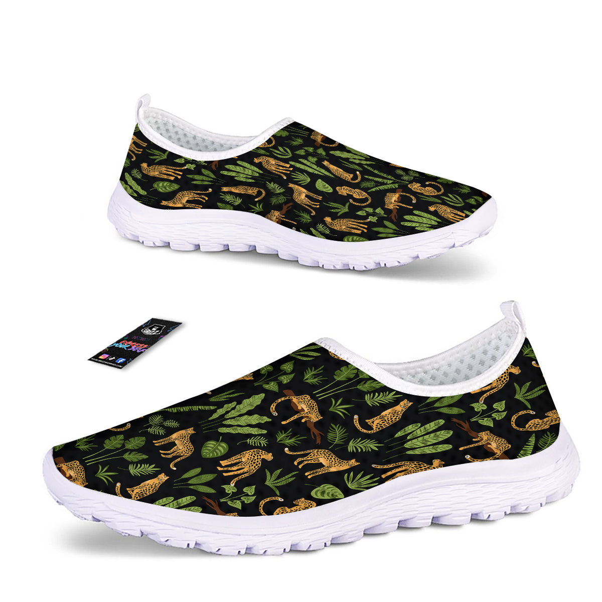 Jaguar Tropical Print Pattern Nurse Shoes-grizzshop