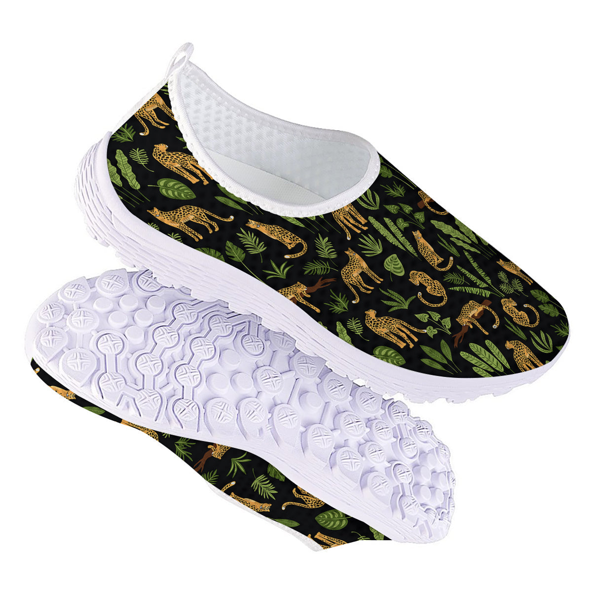 Jaguar Tropical Print Pattern Nurse Shoes-grizzshop