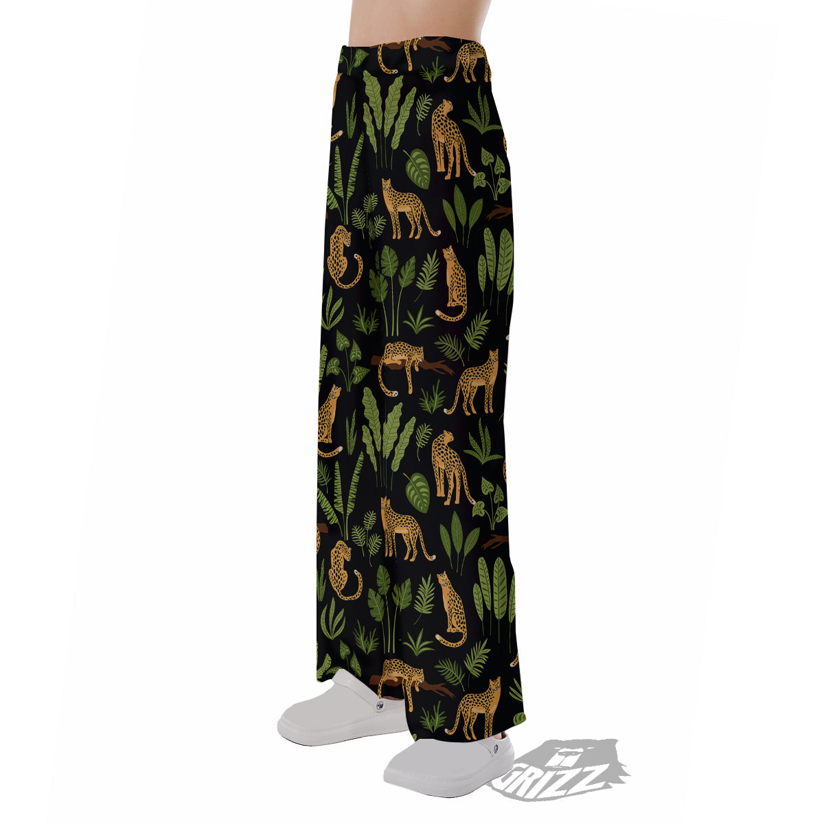 Jaguar Tropical Print Pattern Pajama Pants-grizzshop