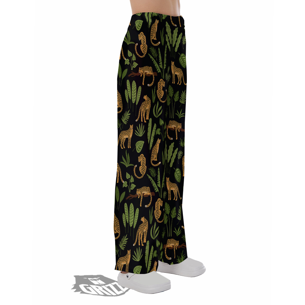 Jaguar Tropical Print Pattern Pajama Pants-grizzshop