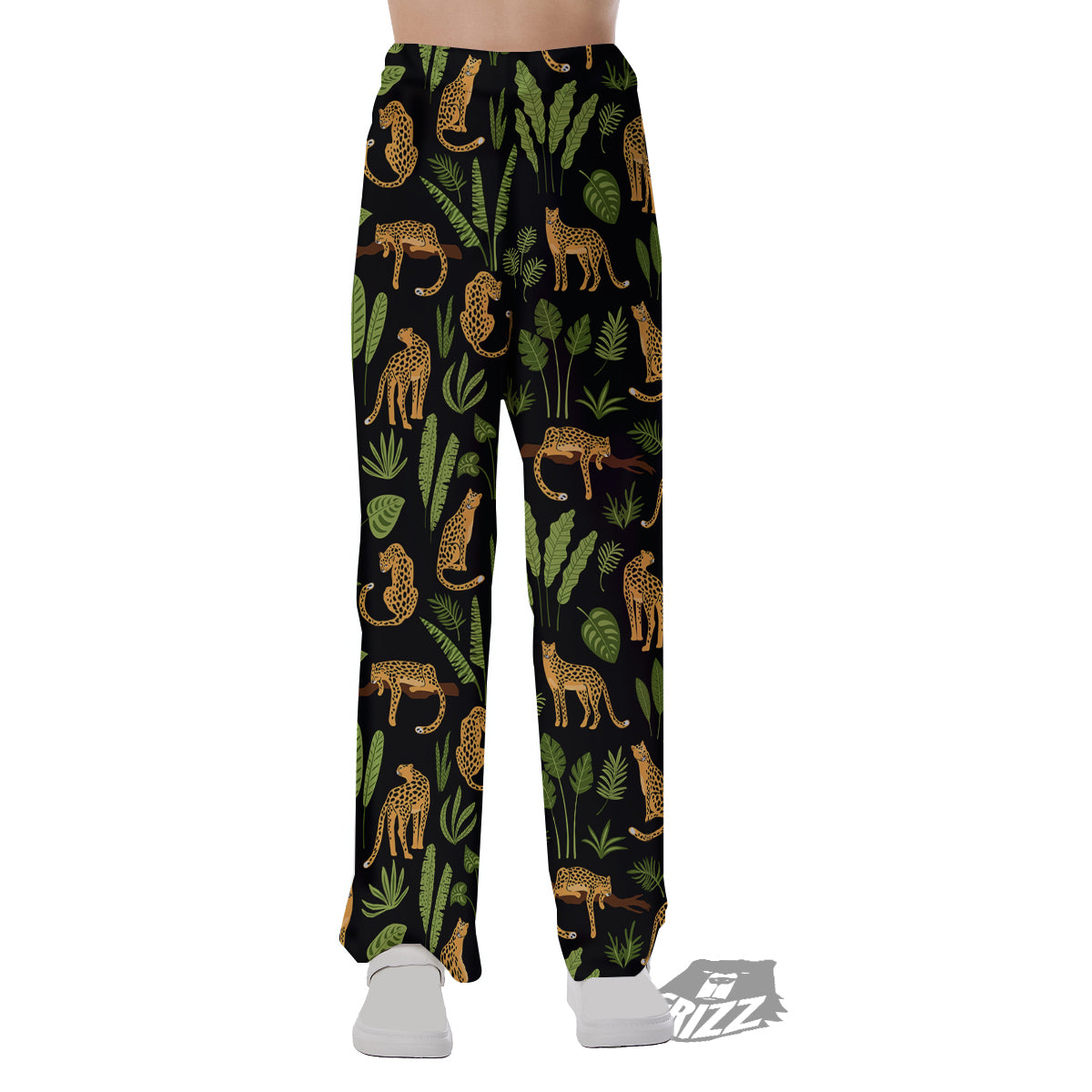 Jaguar Tropical Print Pattern Pajama Pants-grizzshop