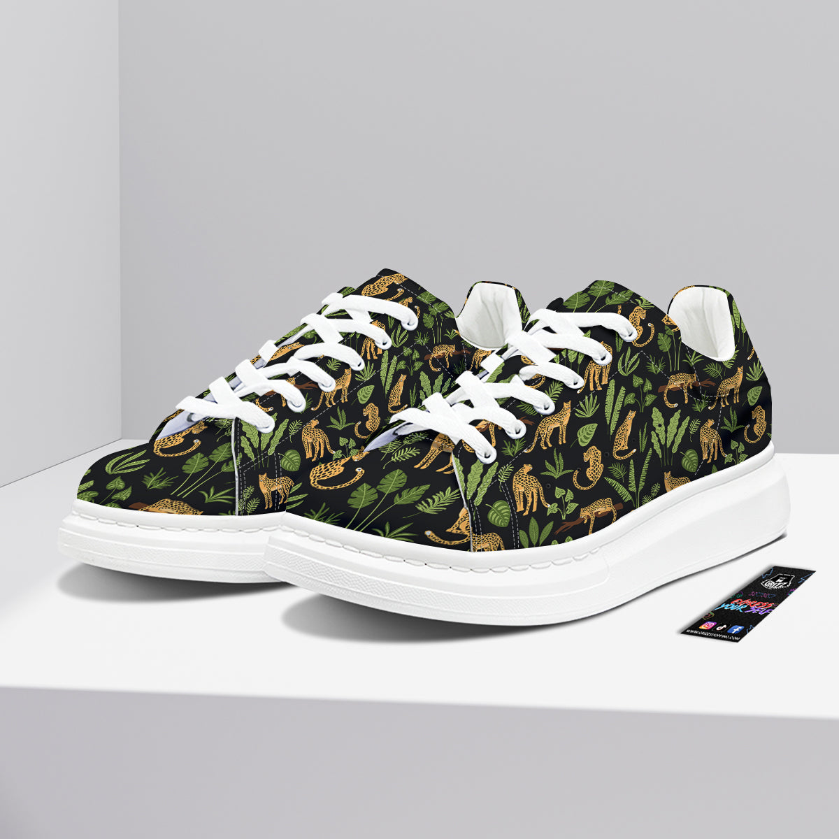 Jaguar Tropical Print Pattern Platform Shoes-grizzshop